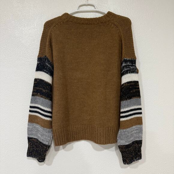 360 Sweater Italian Yarn Jayne Colorblock Sweater Brown Black White Size Small - Picture 3 of 6
